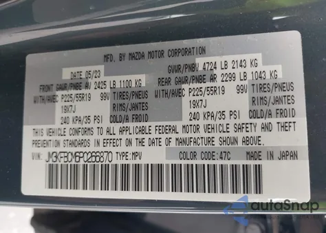 2023 Mazda Cx-5 2.5 S Carbon Edition from USA, damaged, VIN JM3KFBCM6P026687